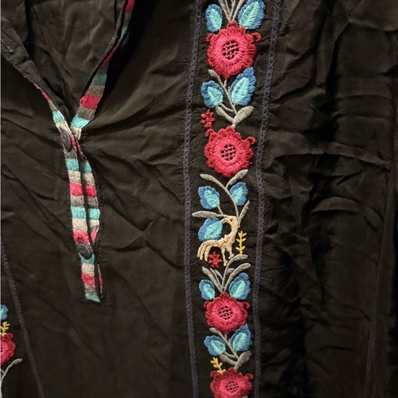 Johnny Was Black Tunic with Colorful Embroidery Size XXL - Picture 6 of 9